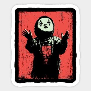Creepy Child in Oni Mask Sticker